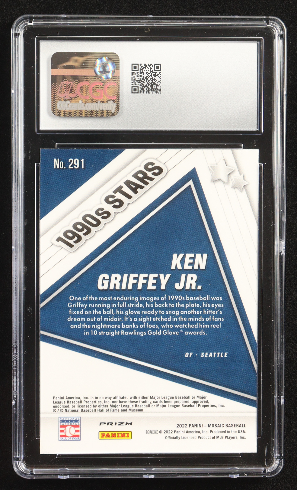 Ken Griffey Jr. 2022 Panini Mosaic Mosaic Green #291 (CGC 10) at PristineAuction.com Ken Griffey Jr. 2022 Panini Mosaic Mosaic Green #291 (CGC 10) at PristineAuction.com