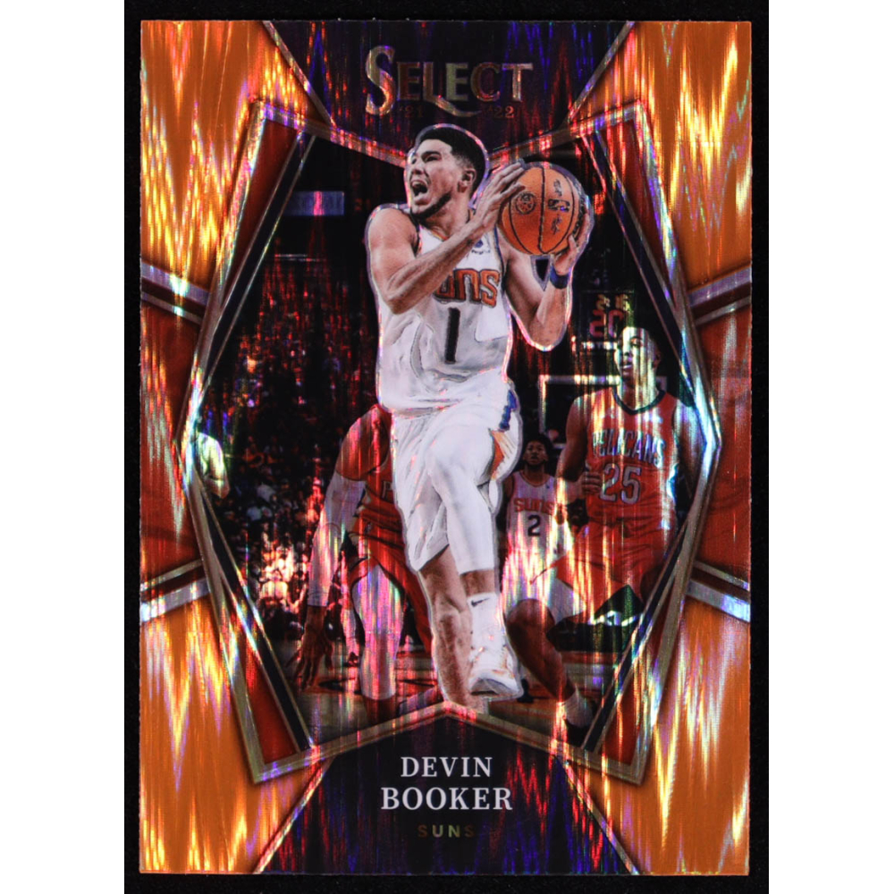 Devin Booker 2021-22 Select Prizms Orange Flash #158 at PristineAuction.com