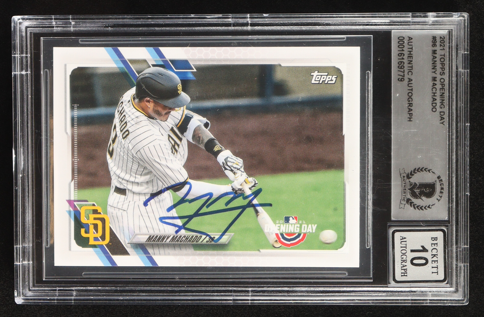 Manny Machado Signed 2021 Topps Opening Day #96 (BGS Encapsulated) at PristineAuction.com Manny Machado Signed 2021 Topps Opening Day #96 (BGS Encapsulated) at PristineAuction.com