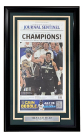 Custom Framed Bucks 2021 NBA Champions Commemorative Newspaper Cover Display at PristineAuction.com