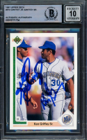 Ken Griffey Sr. & Ken Griffey Jr. Signed 1991 Upper Deck #572  (BAS | Auto Grade 10) at PristineAuction.com