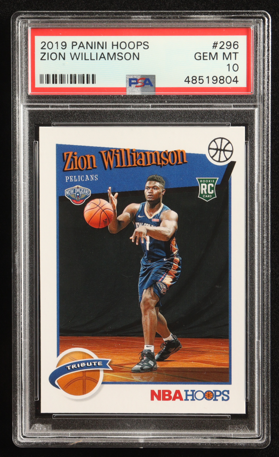 Zion Williamson 2019 Panini NBA Hoops Tribute #296 RC (PSA 10) at PristineAuction.com Zion Williamson 2019 Panini NBA Hoops Tribute #296 RC (PSA 10) at PristineAuction.com