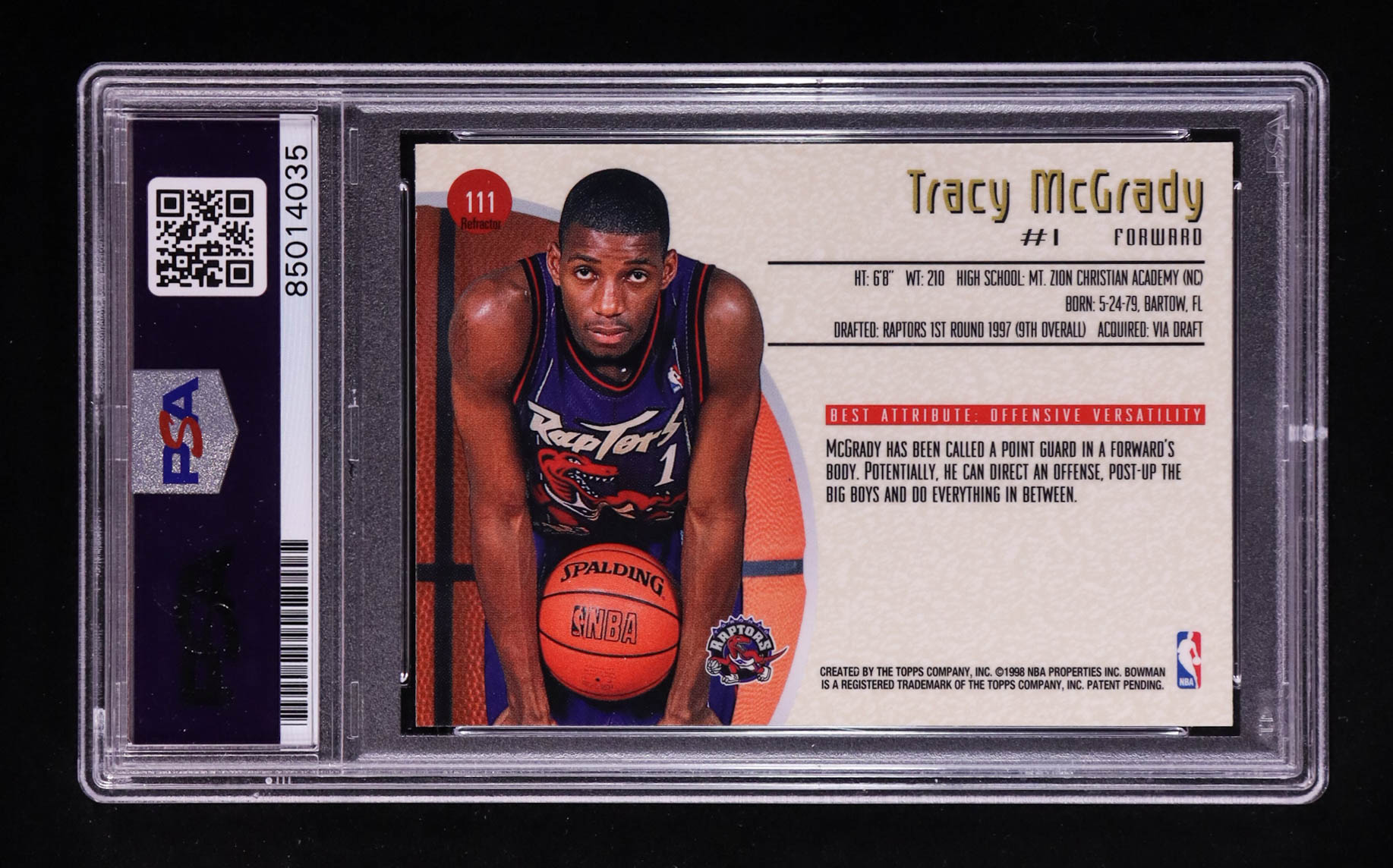 Tracy McGrady Signed 1997-98 Bowman's Best Refractors #111 RC (PSA) at PristineAuction.com Tracy McGrady Signed 1997-98 Bowman's Best Refractors #111 RC (PSA) at PristineAuction.com