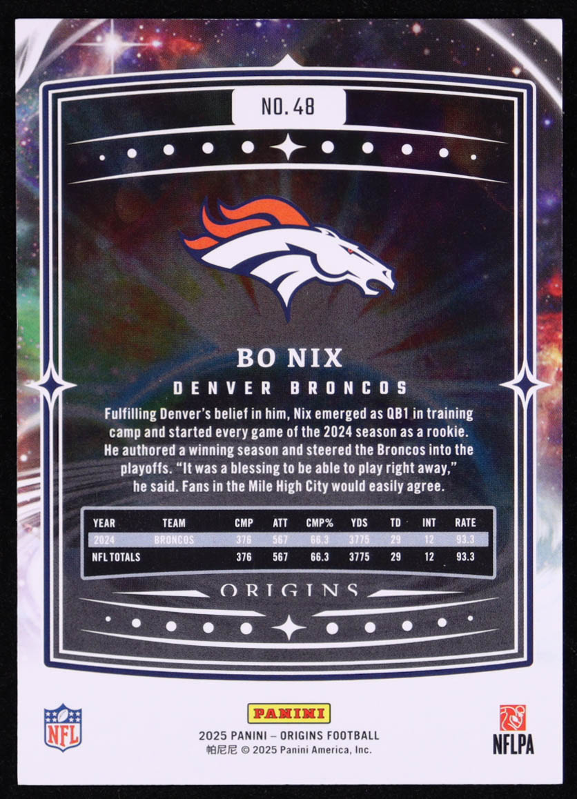 Bo Nix 2025 Panini Origins #48 at PristineAuction.com Bo Nix 2025 Panini Origins #48 at PristineAuction.com