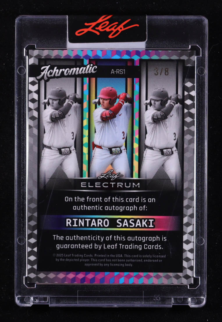 Rintaro Sasaki 2025 Leaf Electrum Achromatic Auto #A-RS1 RC #3 / 8 at PristineAuction.com Rintaro Sasaki 2025 Leaf Electrum Achromatic Auto #A-RS1 RC #3 / 8 at PristineAuction.com