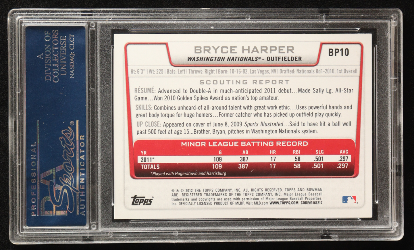 Bryce Harper 2012 Bowman Prospects #BP10 (PSA 9) at PristineAuction.com Bryce Harper 2012 Bowman Prospects #BP10 (PSA 9) at PristineAuction.com