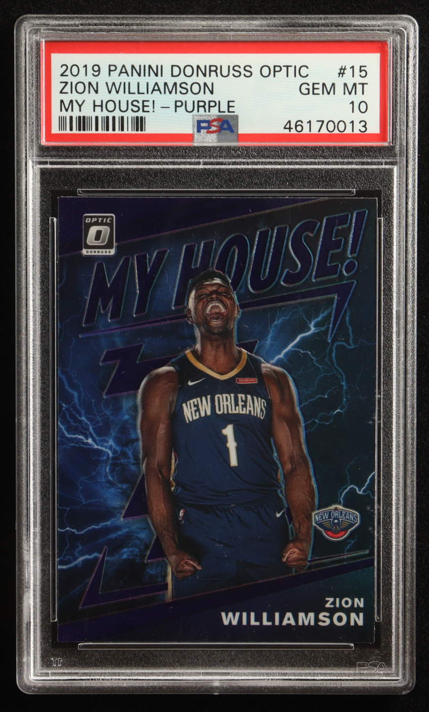 Zion Williamson 2019-20 Donruss Optic My House Purple #15 RC (PSA 10) at PristineAuction.com Zion Williamson 2019-20 Donruss Optic My House Purple #15 RC (PSA 10) at PristineAuction.com