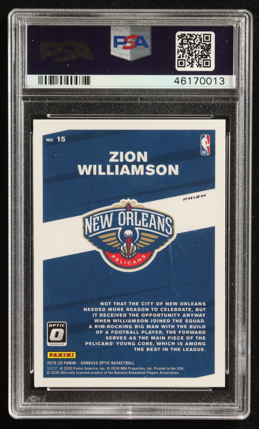 Zion Williamson 2019-20 Donruss Optic My House Purple #15 RC (PSA 10) at PristineAuction.com Zion Williamson 2019-20 Donruss Optic My House Purple #15 RC (PSA 10) at PristineAuction.com