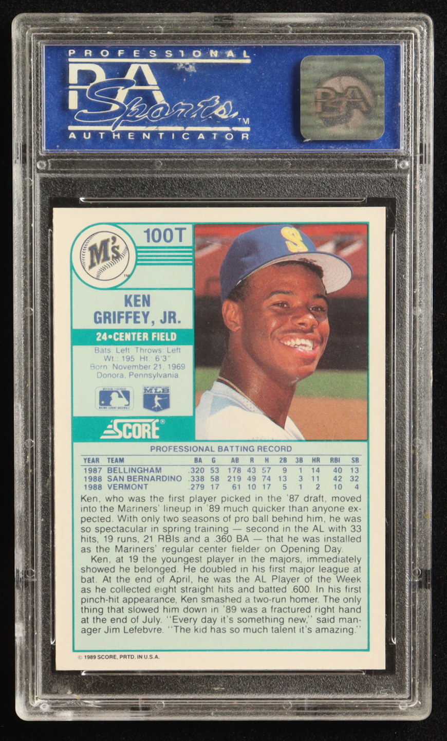 Ken Griffey Jr. 1989 Score Rookie/Traded #100T RC (PSA 9) at PristineAuction.com Ken Griffey Jr. 1989 Score Rookie/Traded #100T RC (PSA 9) at PristineAuction.com