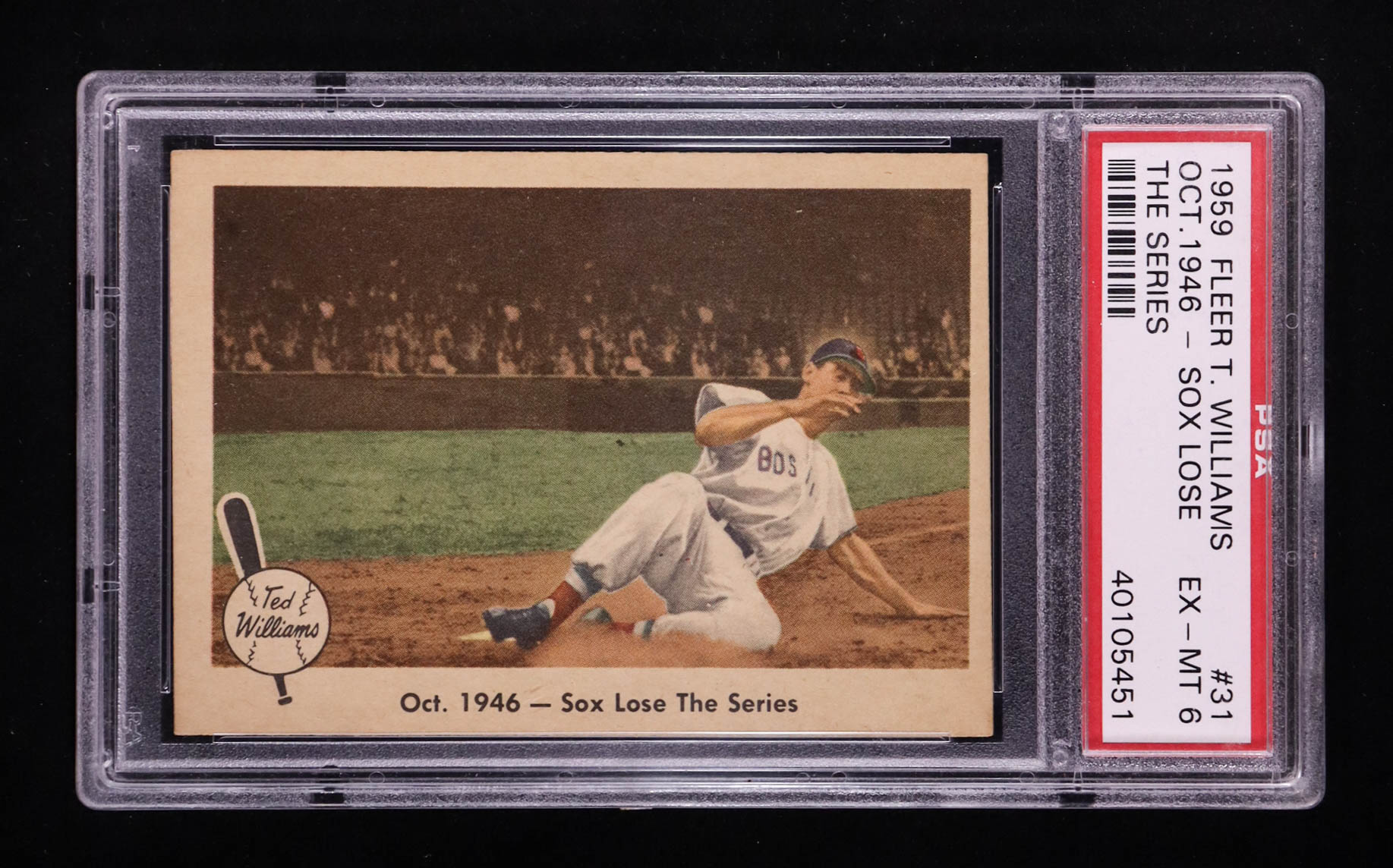 Oct. 1946 - Sox Lose the Series 1959 Fleer Ted Williams #31 (PSA 6) at PristineAuction.com Oct. 1946 - Sox Lose the Series 1959 Fleer Ted Williams #31 (PSA 6) at PristineAuction.com