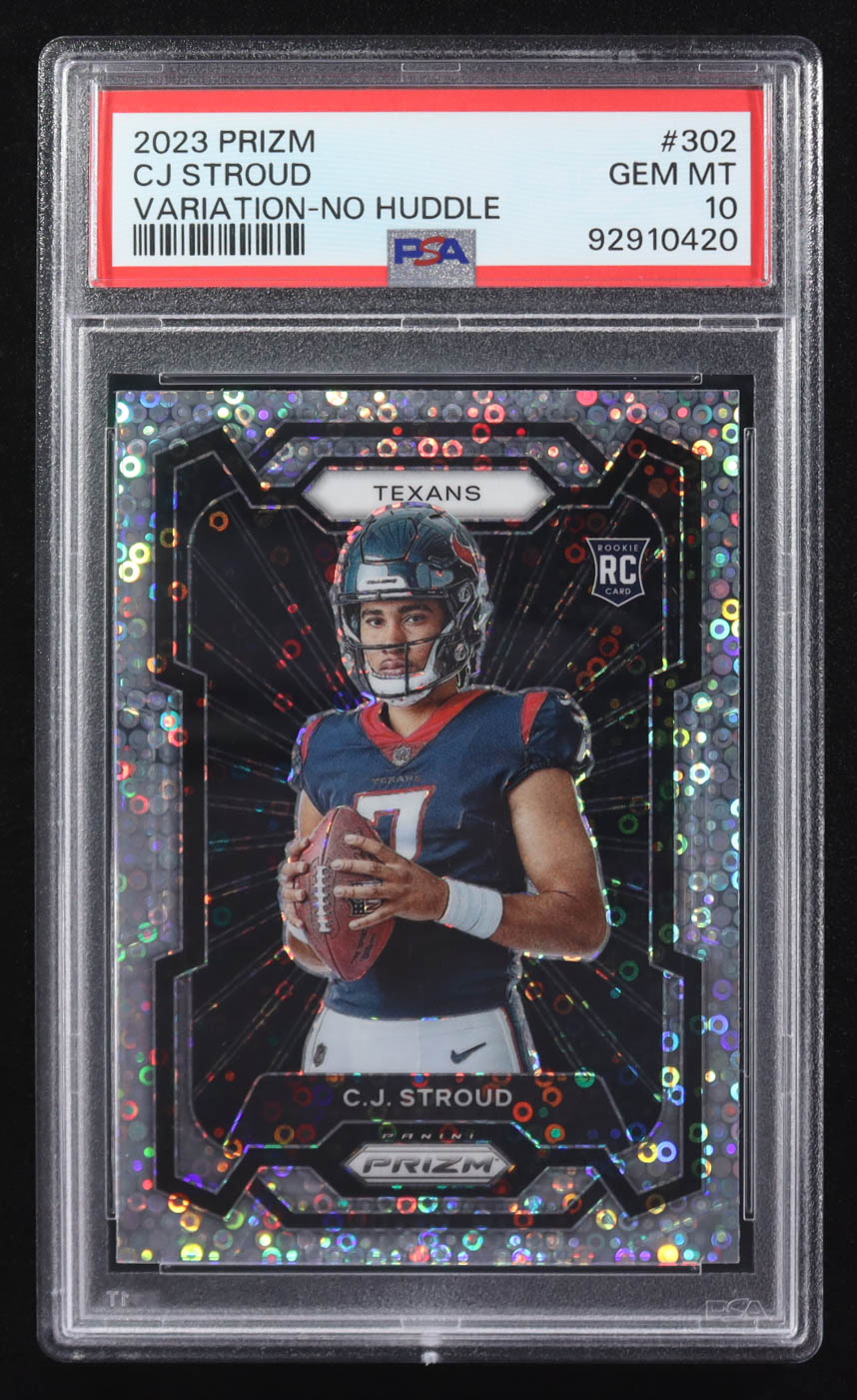 CJ Stroud 2023 Panini Prizm Rookie Variations Prizms No Huddle #302 RC (PSA 10) at PristineAuction.com CJ Stroud 2023 Panini Prizm Rookie Variations Prizms No Huddle #302 RC (PSA 10) at PristineAuction.com