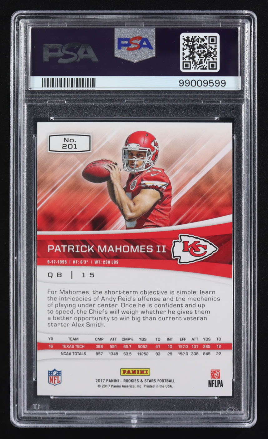 Patrick Mahomes II 2017 Rookies and Stars #201 RC (PSA Encapsulated) at PristineAuction.com Patrick Mahomes II 2017 Rookies and Stars #201 RC (PSA Encapsulated) at PristineAuction.com