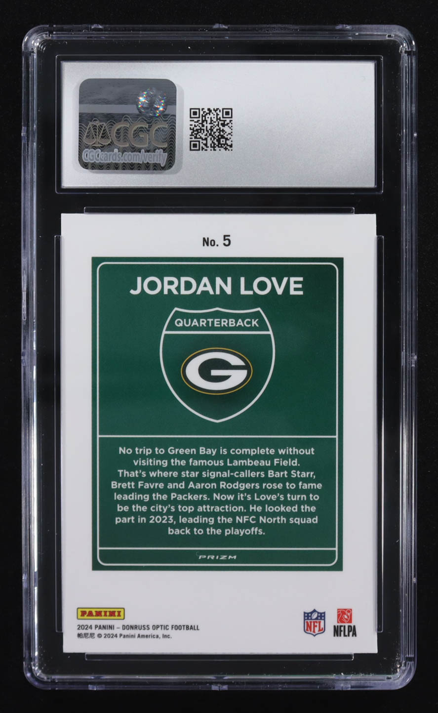 Jordan Love 2024 Donruss Optic Downtown #5 (CGC 10) at PristineAuction.com Jordan Love 2024 Donruss Optic Downtown #5 (CGC 10) at PristineAuction.com