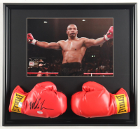 Mike Tyson Signed Custom Framed Set of (2) Everlast Boxing Gloves Display (Tyson & PSA) at PristineAuction.com