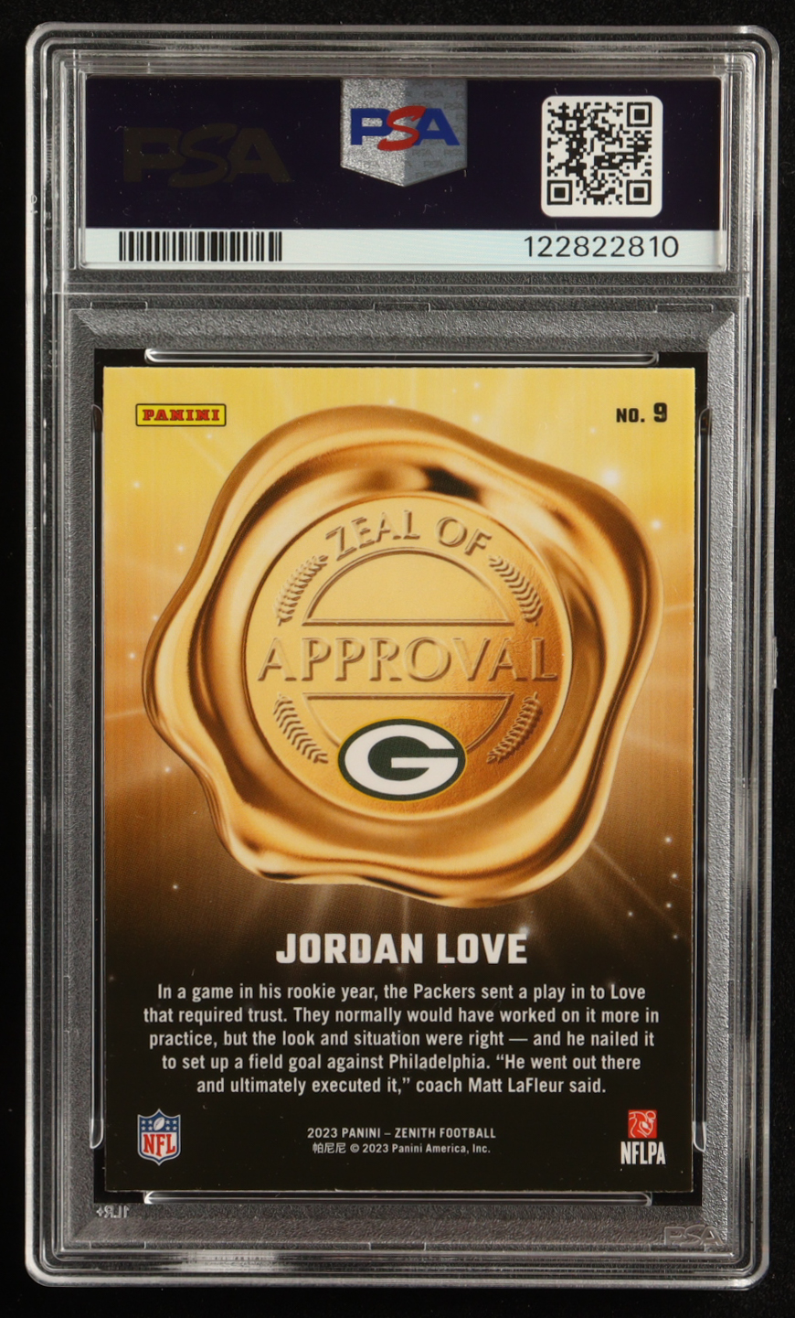 Jordan Love 2023 Zenith Zeal of Approval #9 (PSA 10) at PristineAuction.com Jordan Love 2023 Zenith Zeal of Approval #9 (PSA 10) at PristineAuction.com