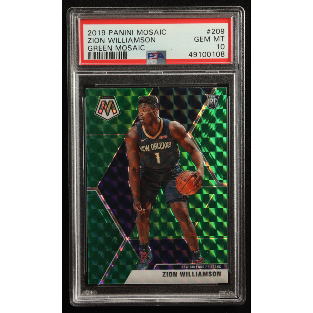 Zion Williamson 2019-20 Panini Mosaic Mosaic Green #209 RC (PSA 10) at PristineAuction.com