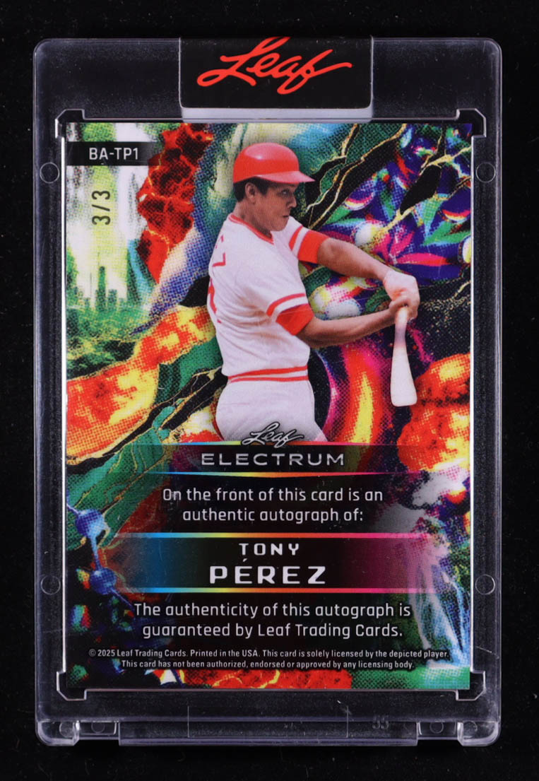 Tony Perez 2025 Leaf Electrum Auto #BA-TP1 #3/3 at PristineAuction.com Tony Perez 2025 Leaf Electrum Auto #BA-TP1 #3/3 at PristineAuction.com