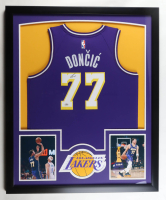Luka Doncic Signed Custom Framed Authentic Jersey Display with Photos (PSA) at PristineAuction.com