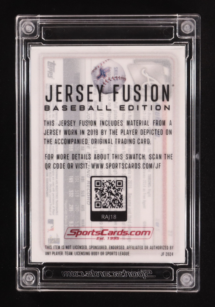 Ronald Acuna Jr. 2024 Sportscards.com Jersey Fusion Game-Used Swatch #RAJ18 at PristineAuction.com Ronald Acuna Jr. 2024 Sportscards.com Jersey Fusion Game-Used Swatch #RAJ18 at PristineAuction.com