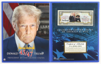 Donald Trump Genuine Legal Tender Colorized U.S. $2.00 Two Dollar Bill Commemorative Edition Bank Note with Folder at PristineAuction.com