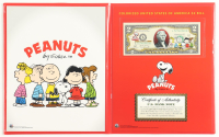 Peanuts Genuine Legal Tender Colorized U.S. $2.00 Two Dollar Bill Commemorative Edition Bank Note with Folder at PristineAuction.com