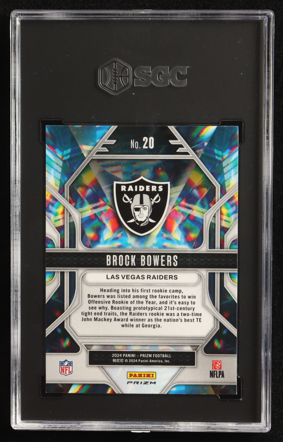 Brock Bowers 2024 Panini Prizm Prizmatic Prizms Green #20 RC (SGC 10) at PristineAuction.com Brock Bowers 2024 Panini Prizm Prizmatic Prizms Green #20 RC (SGC 10) at PristineAuction.com