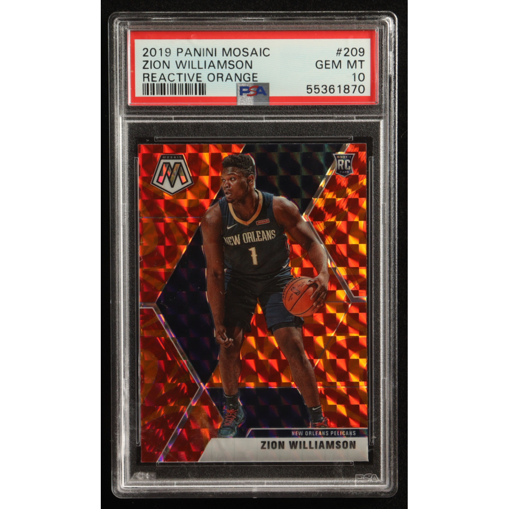 Zion Williamson 2019-20 Panini Mosaic Mosaic Orange Reactive #209 RC (PSA 10) at PristineAuction.com
