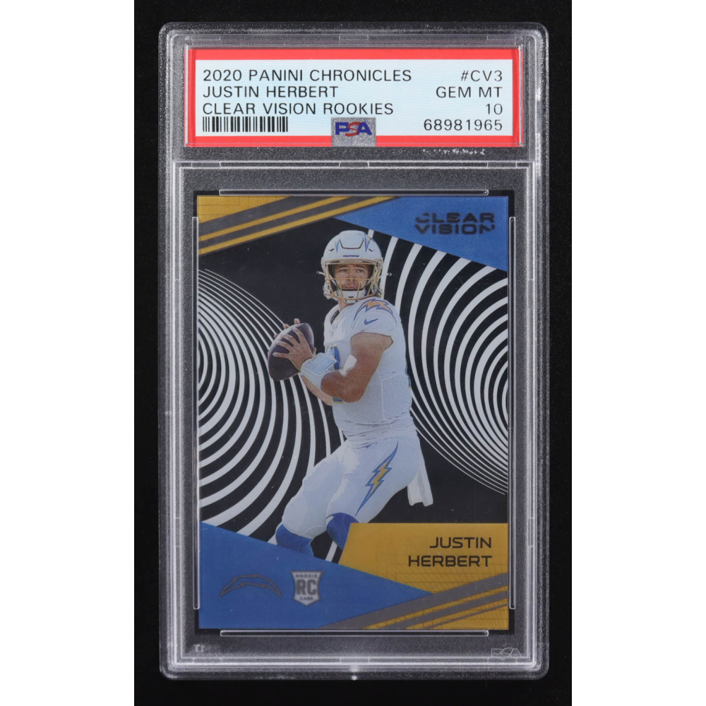 Justin Herbert 2020 Panini Chronicles Clear Vision Rookies #CV-3 RC (PSA 10) at PristineAuction.com