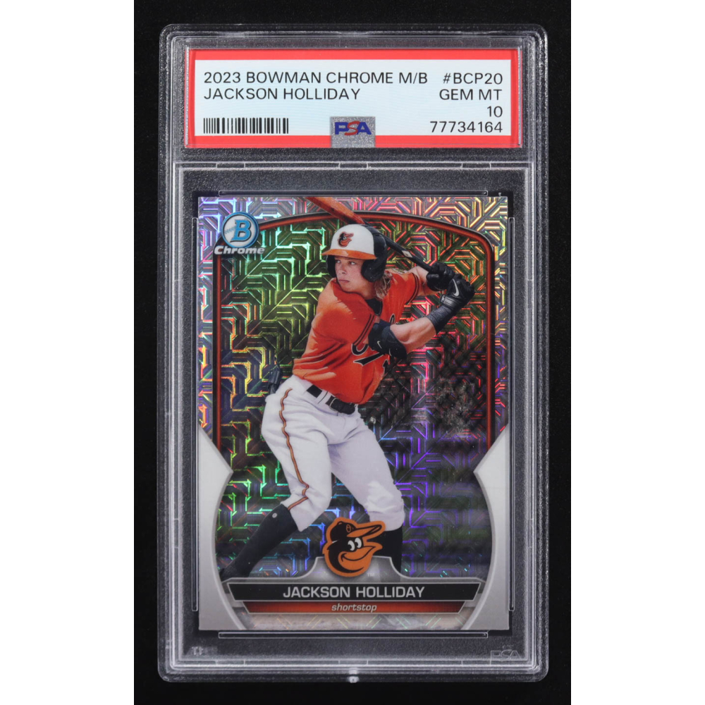 Jackson Holliday 2023 Bowman Chrome M/B Mojo Refractor #BCP-20 RC (PSA 10) at PristineAuction.com