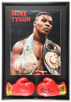 Mike Tyson Signed Custom Framed Set of (2) Boxing Gloves Display (PSA) at PristineAuction.com