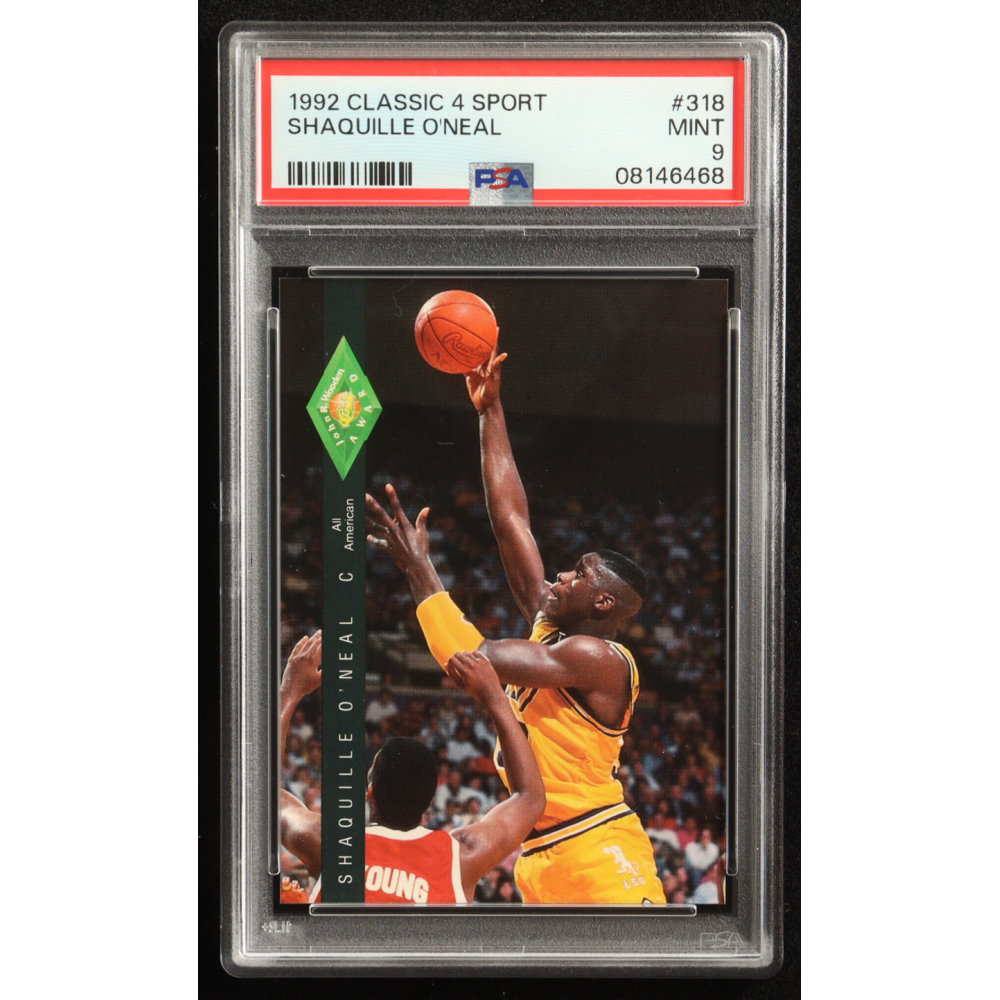 Shaquille O'Neal 1992 Classic Four Sport #318A JWA RC (PSA 9) at PristineAuction.com