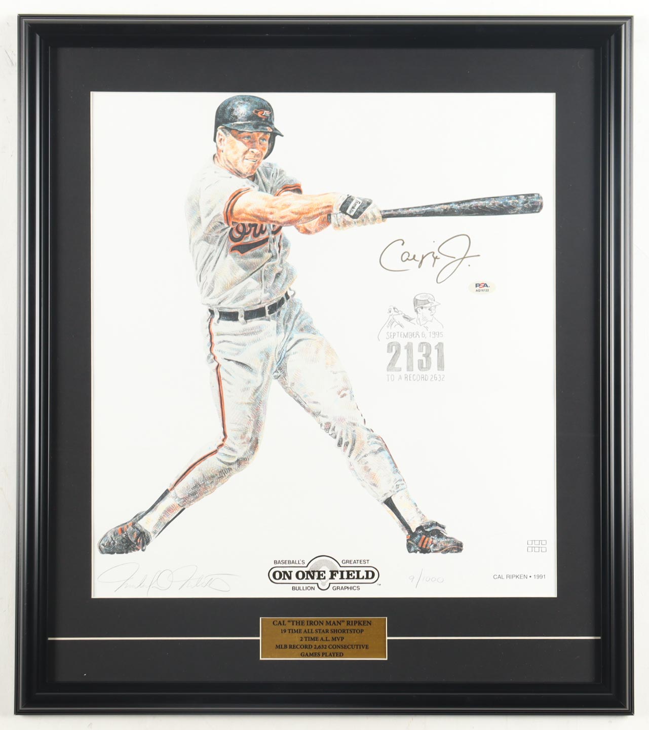Cal Ripken Jr. Signed LE "2131" Custom Framed Art Print Display #9/1000 (PSA) at PristineAuction.com Cal Ripken Jr. Signed LE "2131" Custom Framed Art Print Display #9/1000 (PSA) at PristineAuction.com