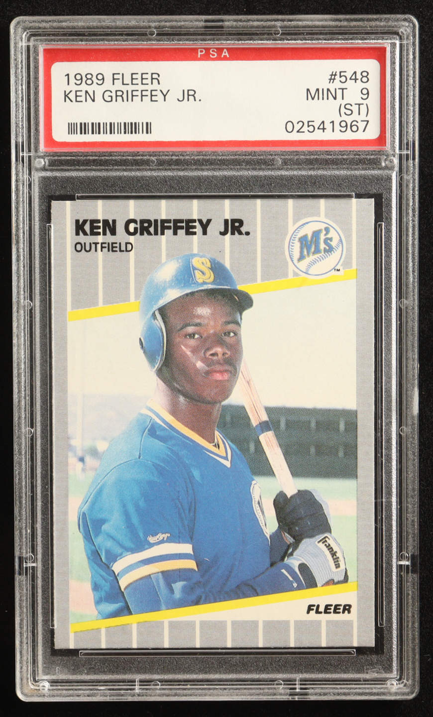 Ken Griffey Jr. 1989 Fleer #548 UER/Born in Donora, PA RC (ST) (PSA 9) at PristineAuction.com Ken Griffey Jr. 1989 Fleer #548 UER/Born in Donora, PA RC (ST) (PSA 9) at PristineAuction.com