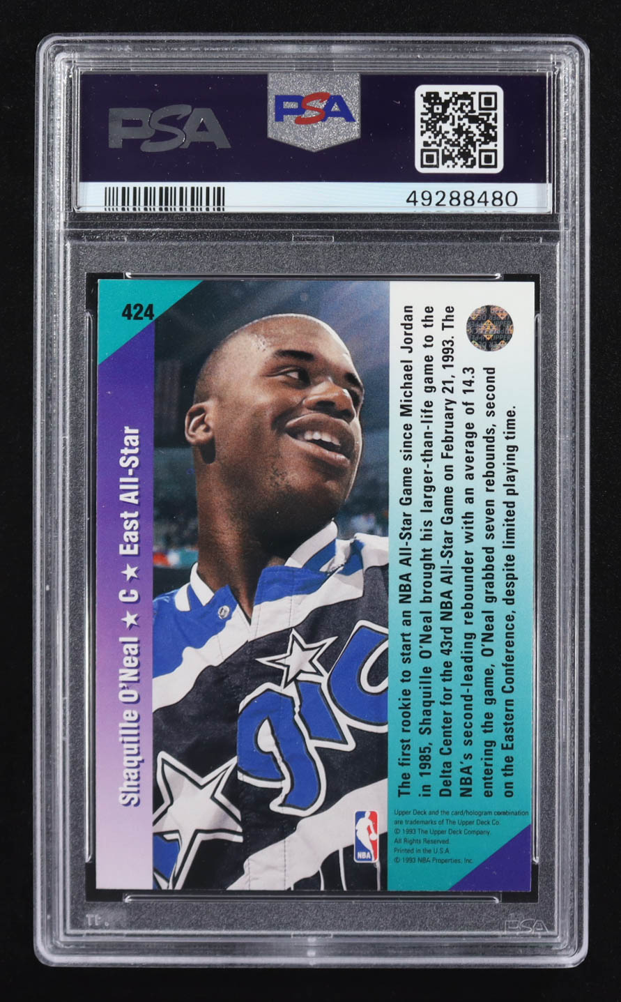 Shaquille O'Neal 1992 Upper Deck All Star #424 RC (PSA 9) at PristineAuction.com Shaquille O'Neal 1992 Upper Deck All Star #424 RC (PSA 9) at PristineAuction.com