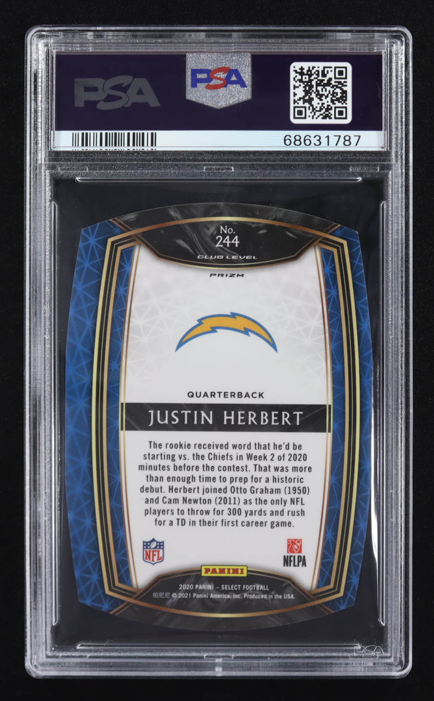 Justin Herbert 2020 Panini Select Die-Cut Tri Color Prizm #244 RC (PSA 10) at PristineAuction.com Justin Herbert 2020 Panini Select Die-Cut Tri Color Prizm #244 RC (PSA 10) at PristineAuction.com