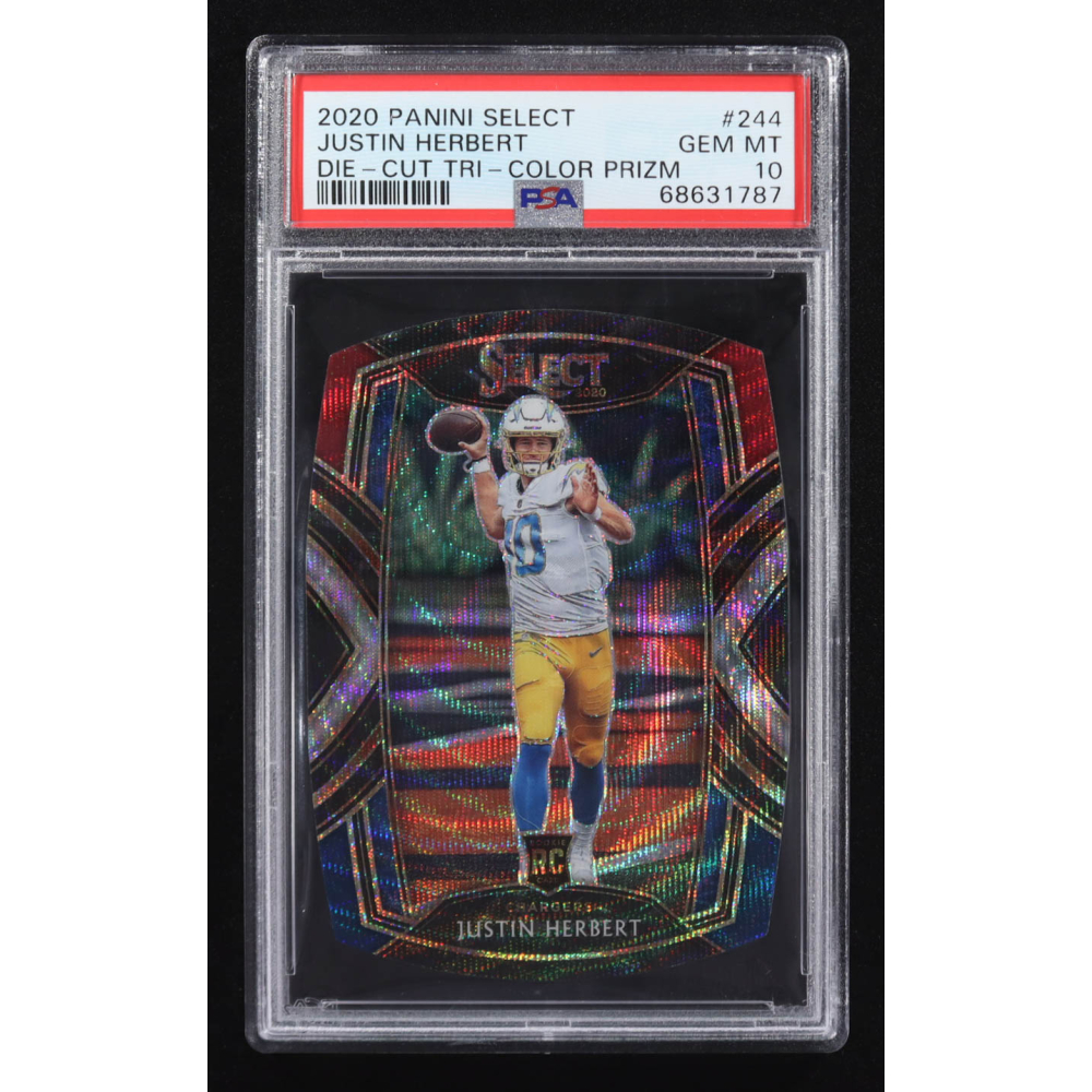 Justin Herbert 2020 Panini Select Die-Cut Tri Color Prizm #244 RC (PSA 10) at PristineAuction.com
