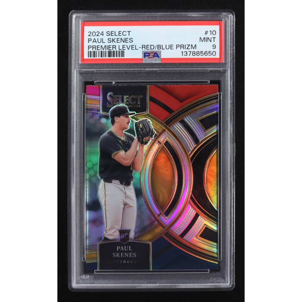 Paul Skenes 2024 Panini Select Premier Level Red/Blue Prizm #10 RC (PSA 9) at PristineAuction.com