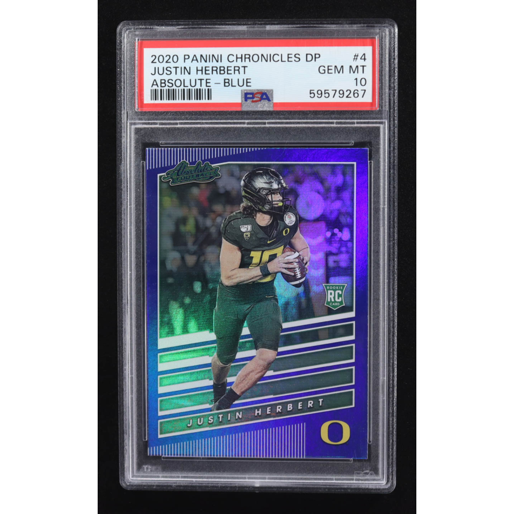 Justin Herbert 2020 Panini Chronicles Draft Picks Absolute Blue #4 RC (PSA 10) at PristineAuction.com