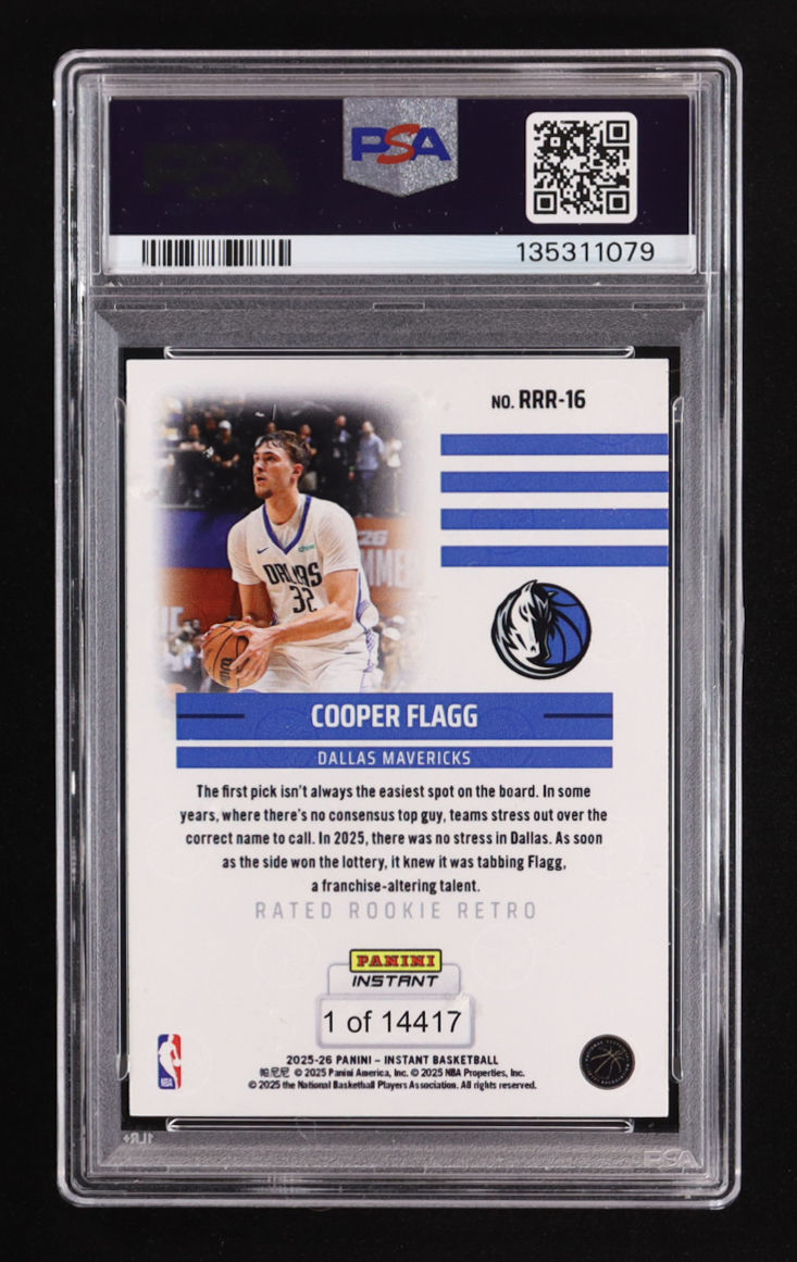 Cooper Flagg 2025-26 Panini Instant Rated Rookie Retro #RRR16 RC (PSA 10) at PristineAuction.com Cooper Flagg 2025-26 Panini Instant Rated Rookie Retro #RRR16 RC (PSA 10) at PristineAuction.com