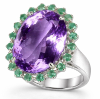39.40 Carats Amethyst & Emerald Ring | $3,800 Estimated Retail Value (UGL Cert) | Brand New at PristineAuction.com