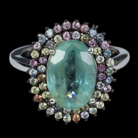 3.00 Carats Emerald & Multi-Colored Sapphire Ring | $1,800 Estimated Retail Value (UGL Cert) | Brand New at PristineAuction.com