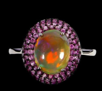 3.70 Carats Black Opal & Ruby Ring | $2,300 Estimated Retail Value (UGL Cert) | Brand New at PristineAuction.com