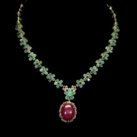38.00 Carats Ruby & Emerald Necklace | $5,000 Estimated Retail Value (UGL Cert) | Brand New at PristineAuction.com