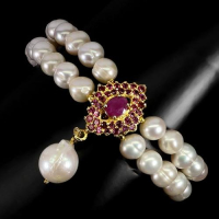 4.40 Carats Ruby & Pearl Bracelet | $2,200 Estimated Retail Value (UGL Cert) | Brand New at PristineAuction.com