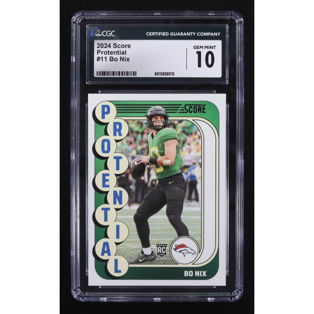 Bo Nix 2024 Panini Score Protential #11 RC (CGC 10) at PristineAuction.com