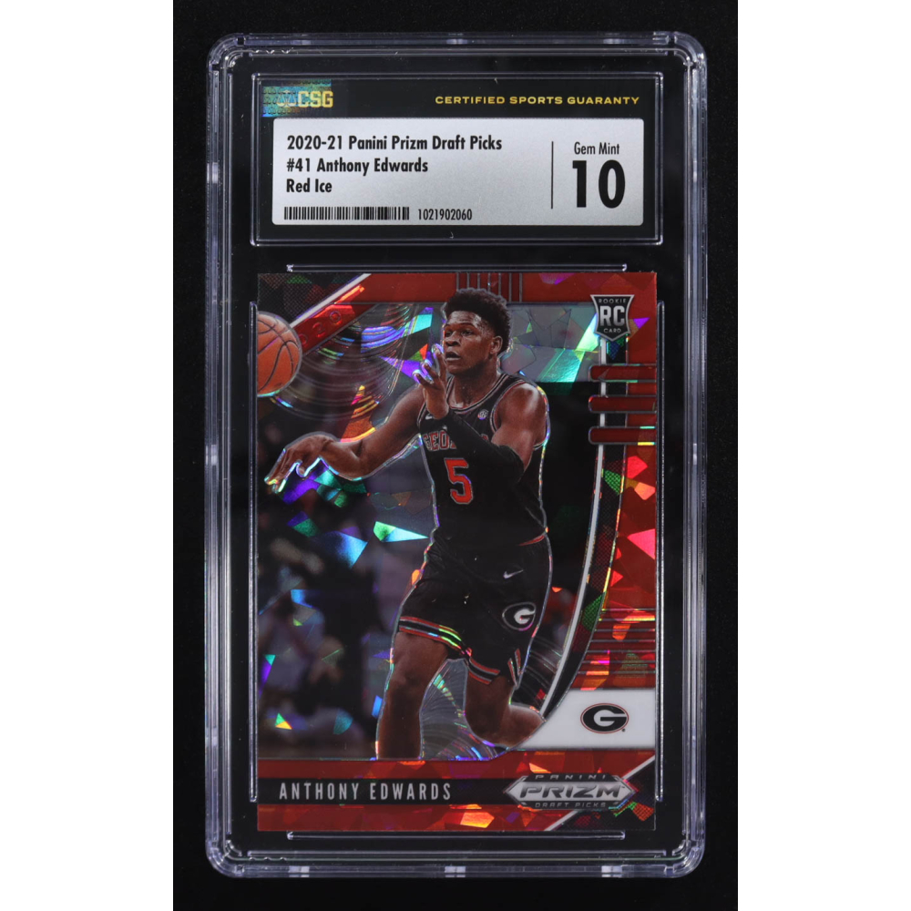 Anthony Edwards 2020-21 Panini Prizm Draft Picks Red Ice #41 RC (CSG 10) at PristineAuction.com