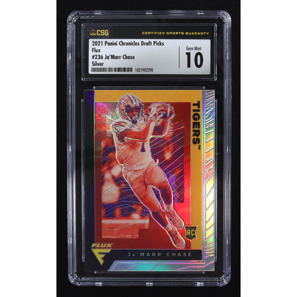 Ja'Marr Chase 2021 Panini Chronicles Draft Picks Flux Silver #236 RC (CSG 10) at PristineAuction.com