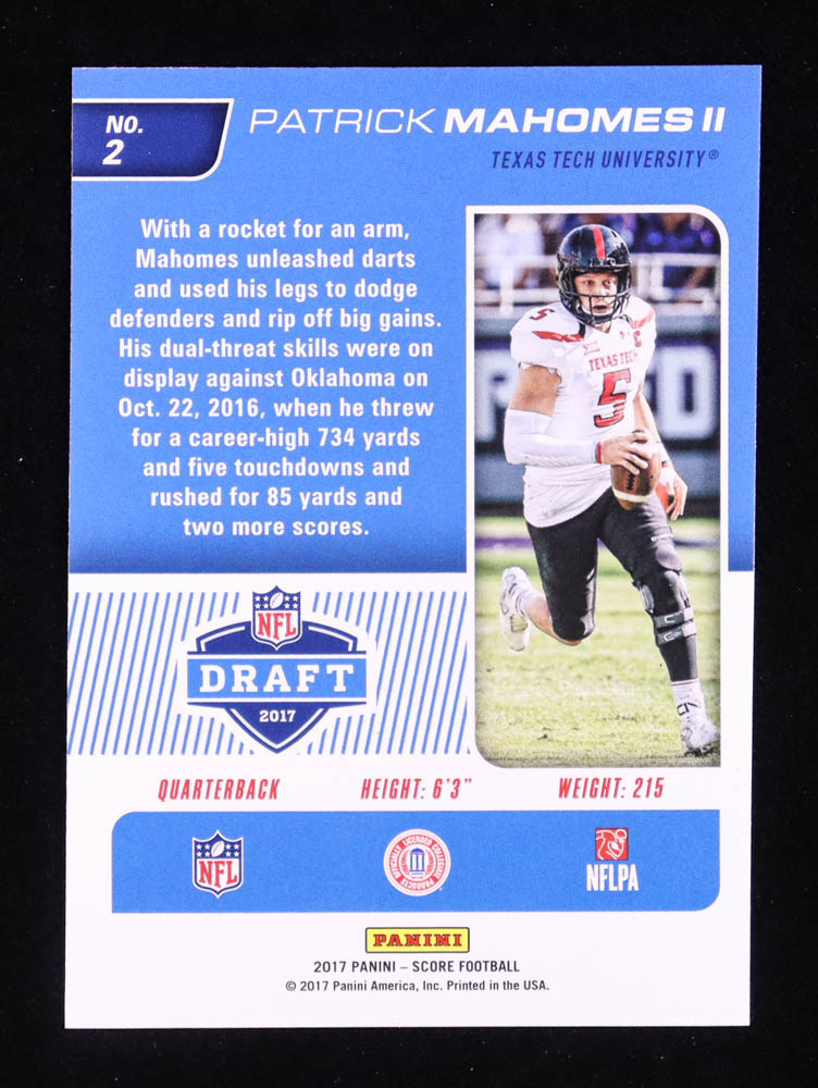 Patrick Mahomes II 2017 Score NFL Draft #2 RC at PristineAuction.com Patrick Mahomes II 2017 Score NFL Draft #2 RC at PristineAuction.com