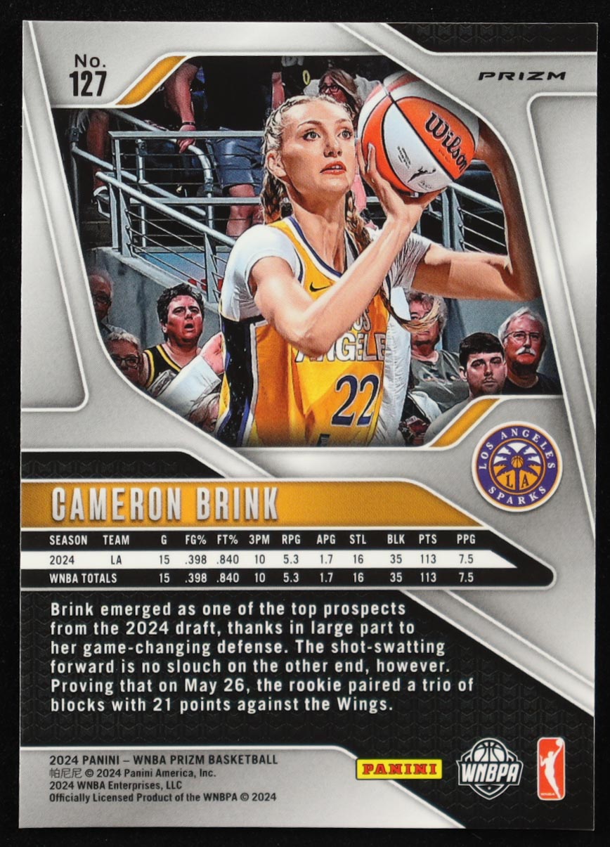 Cameron Brink 2024 Panini Prizm WNBA Prizms Ice #127 RC at PristineAuction.com Cameron Brink 2024 Panini Prizm WNBA Prizms Ice #127 RC at PristineAuction.com