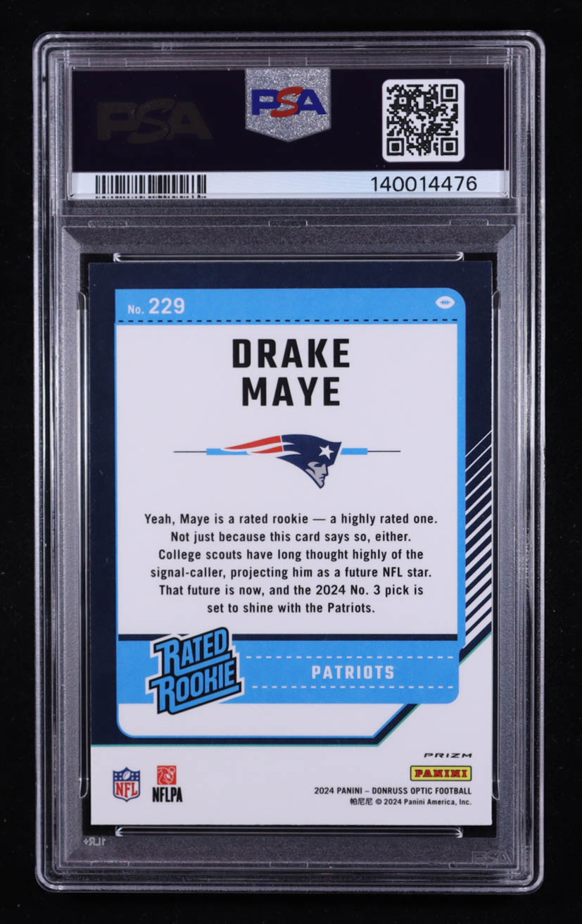 Drake Maye 2024 Donruss Optic Holo #229 RR RC (PSA 9) at PristineAuction.com Drake Maye 2024 Donruss Optic Holo #229 RR RC (PSA 9) at PristineAuction.com